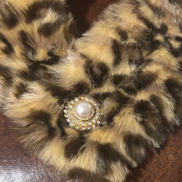 Vintage Leopard Print Faux Fur stole scarf - Picture 2 of 6